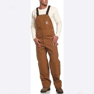 Vintage Carhartt Quilted Lined Canvas Bib Overalls Brown Made In The USA 6FBQZ